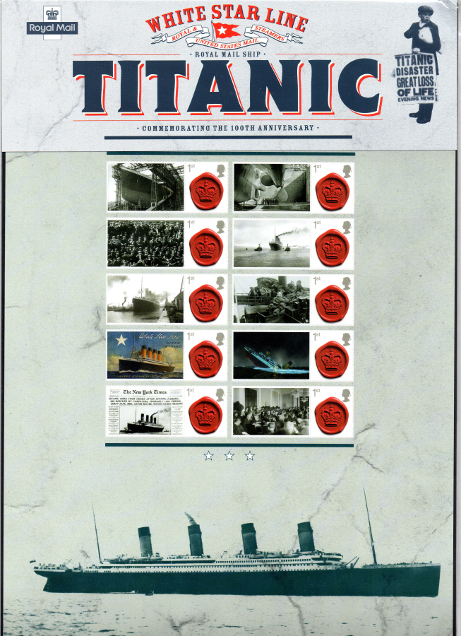 (image for) CS16 2012 Titanic 100th Anniversary Royal Mail Commemorative Sheet